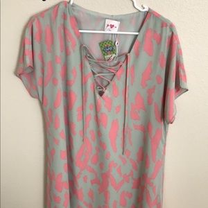 Fun animal print blouse with neck detail